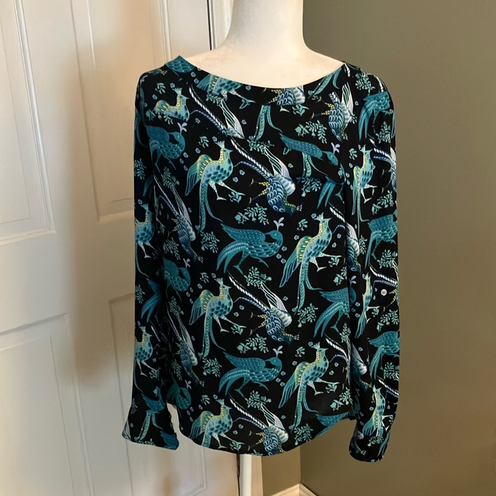 Peacock blouse from LOFT loose modest fit XS runs large